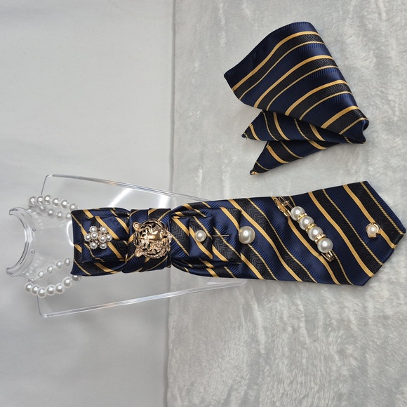 Jewelry - Handcrafted Luxury Fashion Necktie Necklace 📿 (Deep Blue Sea)